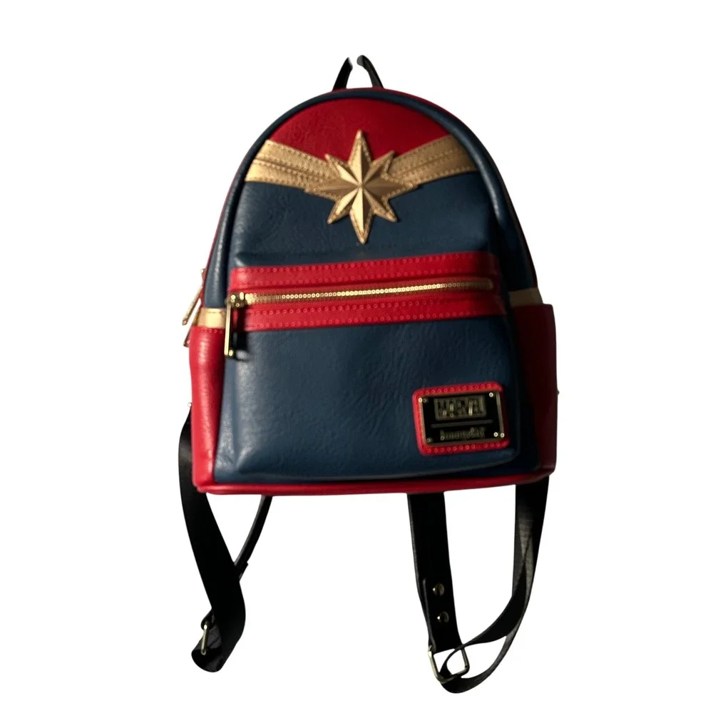 Loungefly Marvel Captain America Star Emblem Mini Backpack Red Blue Gold